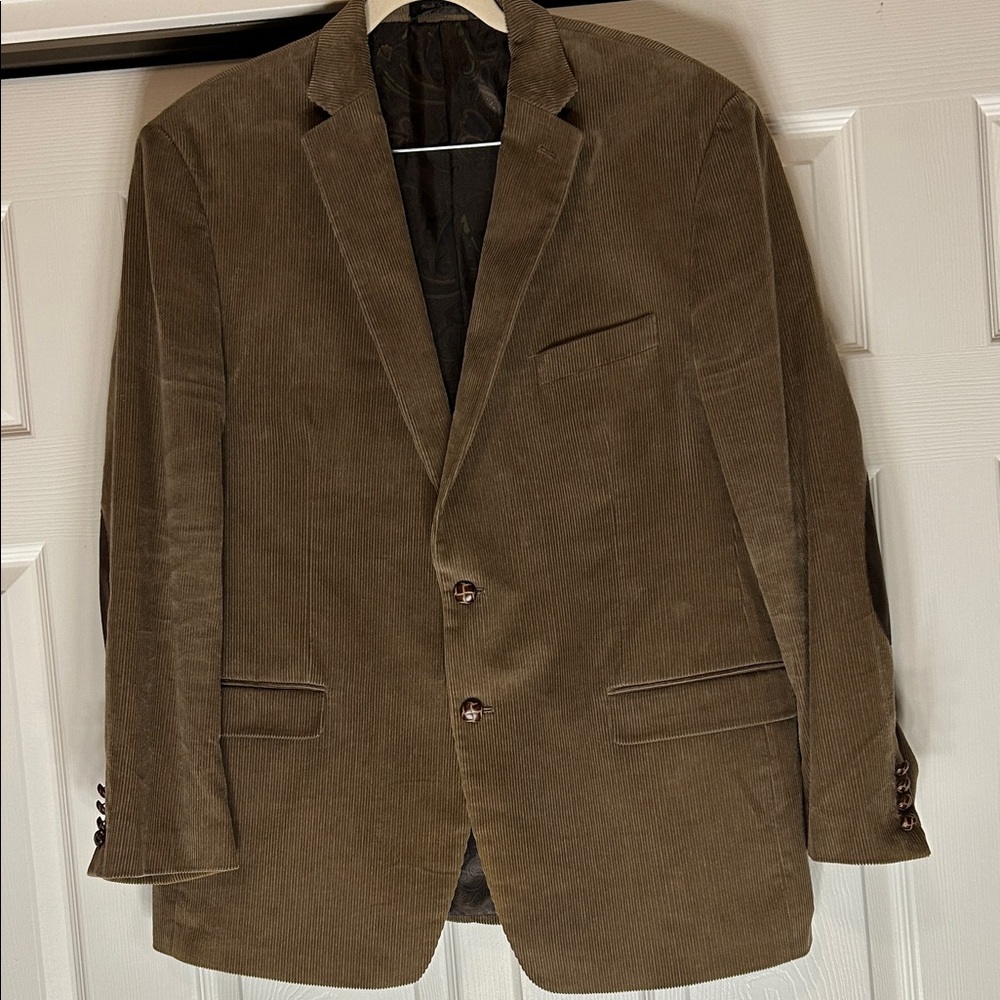 Lauren Ralph Lauren Men's Tan Corduroy Blazer 48" Sports Coat Elbow Patch